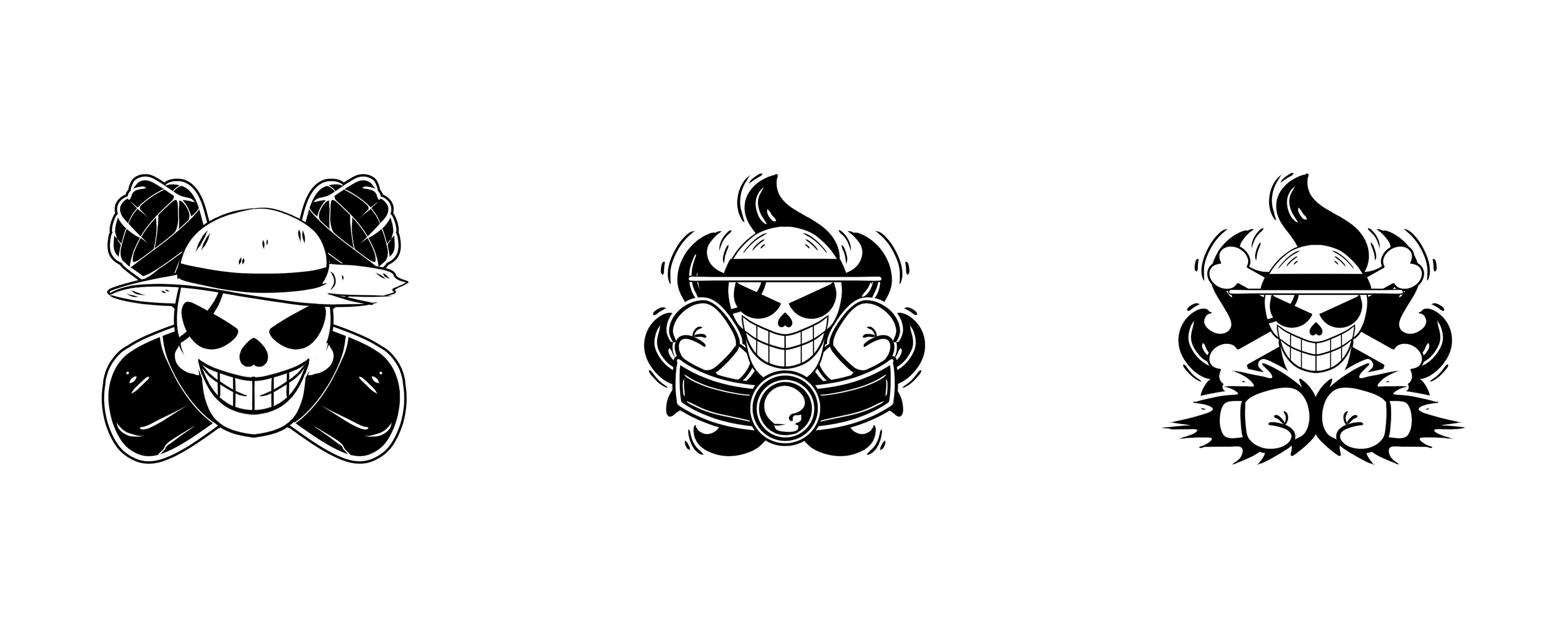 Three logo concepts created during the branding process for an MMA athlete