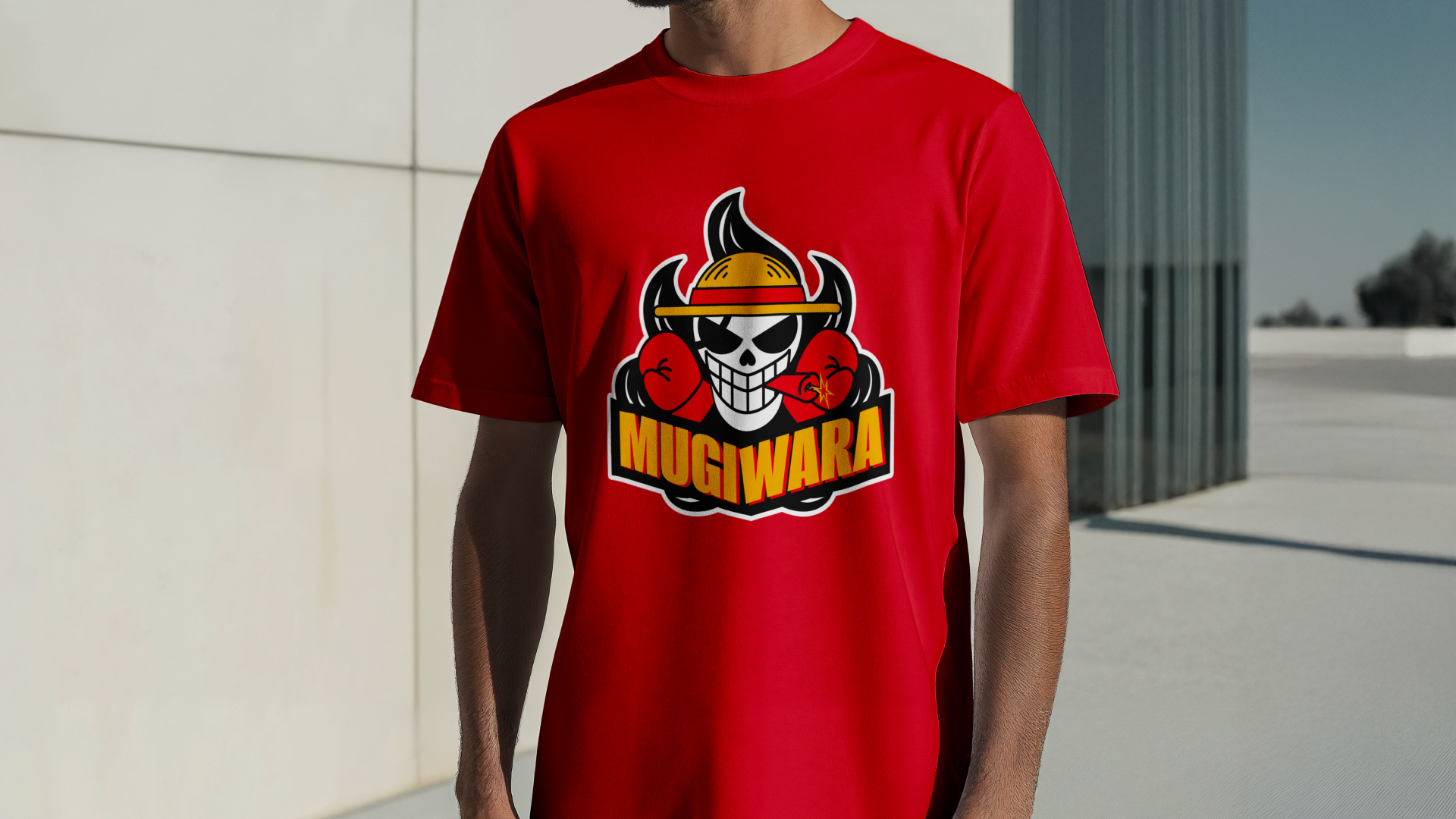 Custom MMA athlete logo printed on a branded t-shirt
