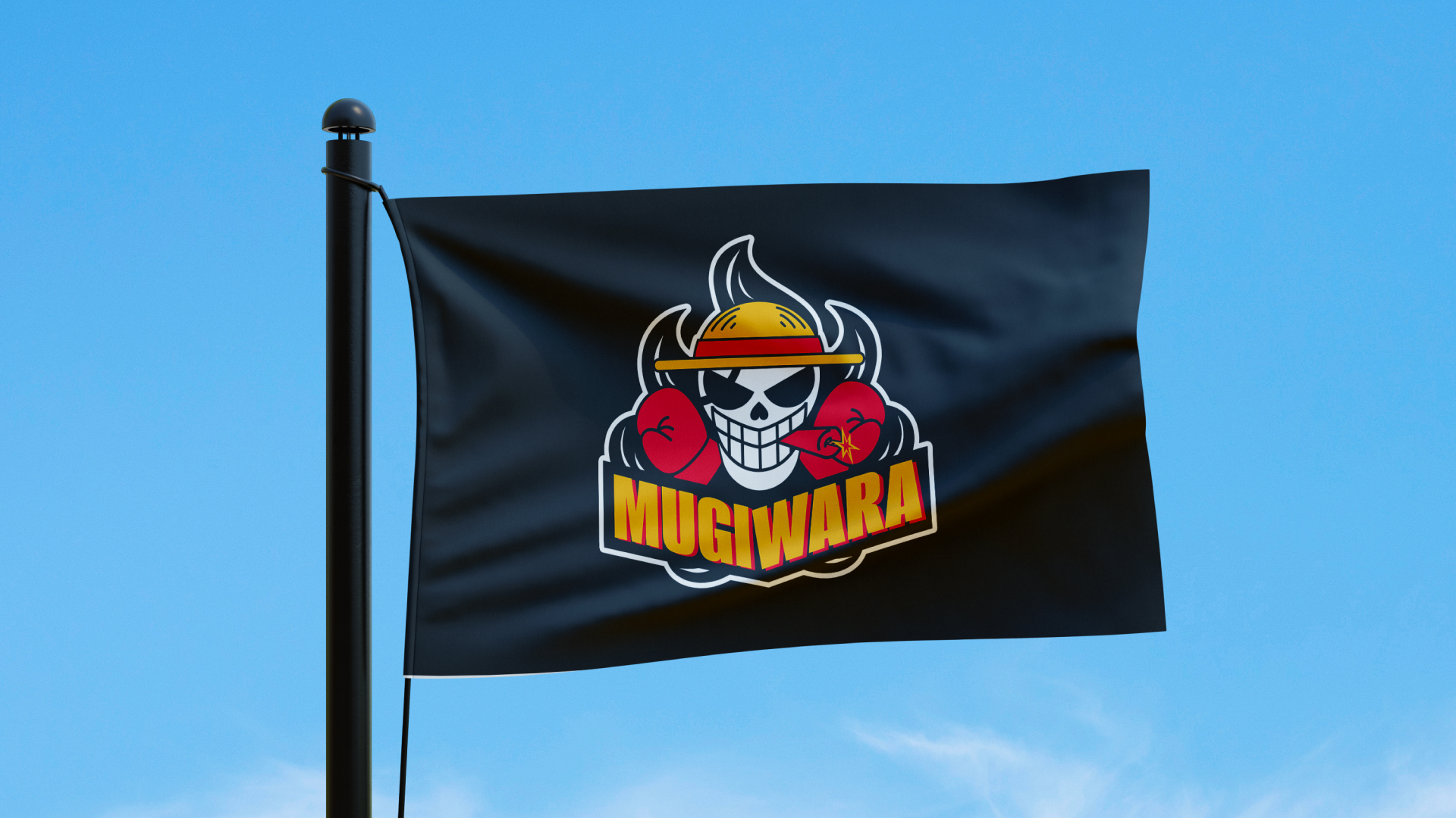Promotional flag featuring the MMA athlete brand logo