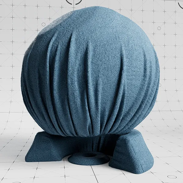 Chenille Basketweave Blue Cell cloth material applied on shader ball