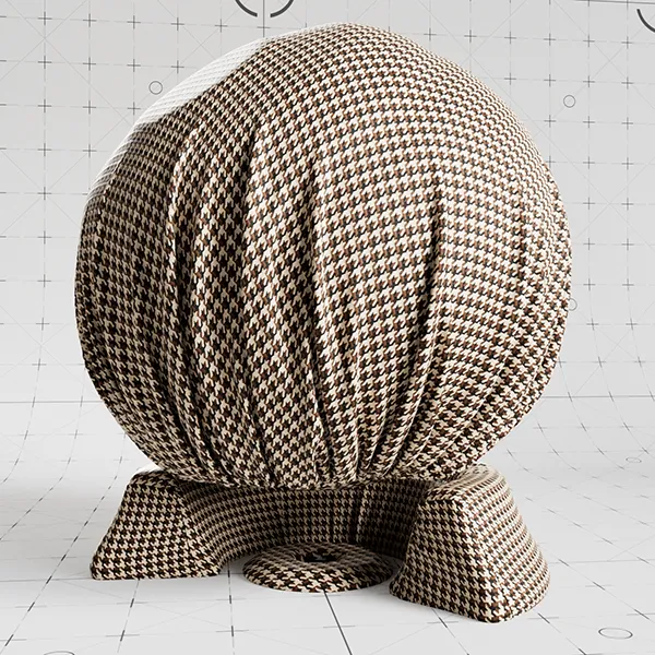 Knitted Ponte Roma Blue Checkered cloth material applied on shader ball