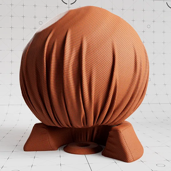 Synthetic Leather Laser Cut Brown cloth material applied on shader ball