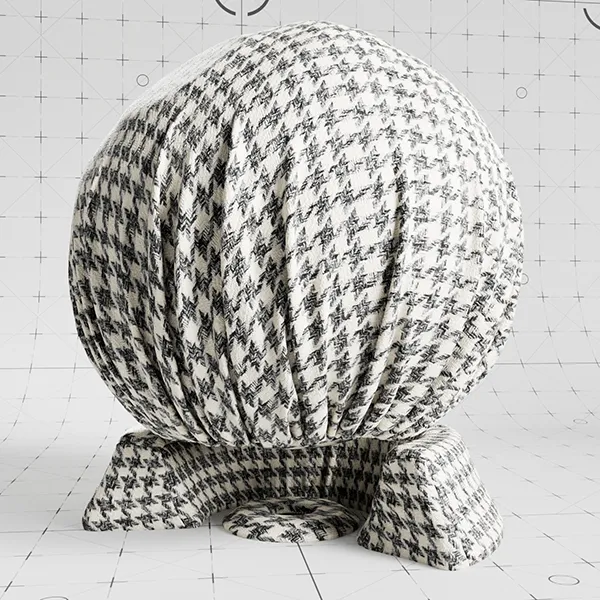 Wool Hounds Tooth Black cloth material applied on shader ball
