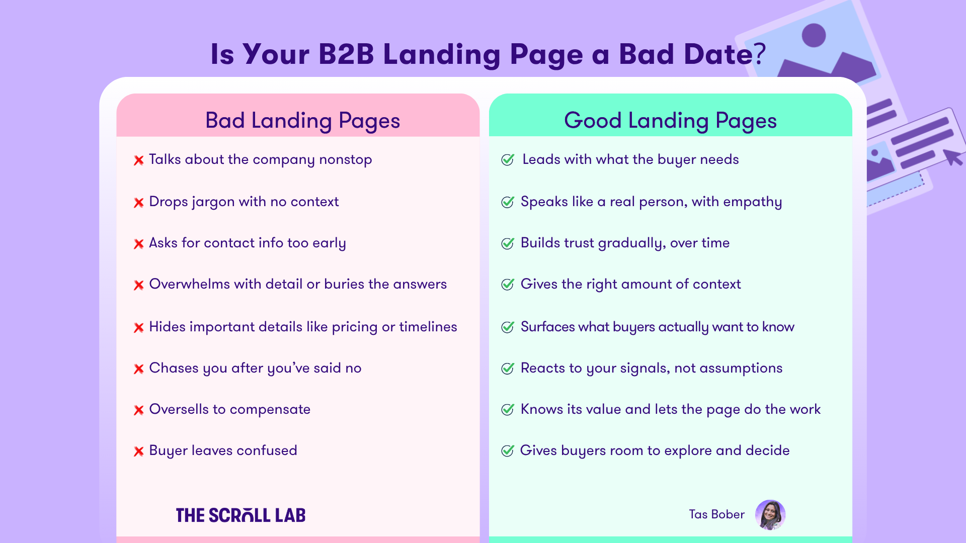 Good vs. Bad B2B Landing Pages: A Buyer Experience Checklist