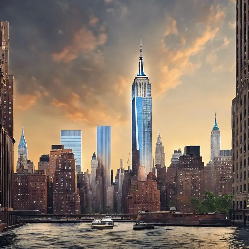 City skyline during sunset.