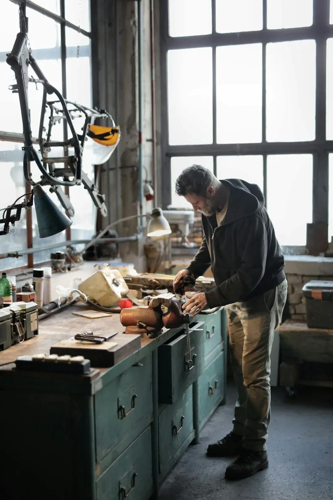 Person working in workshop.