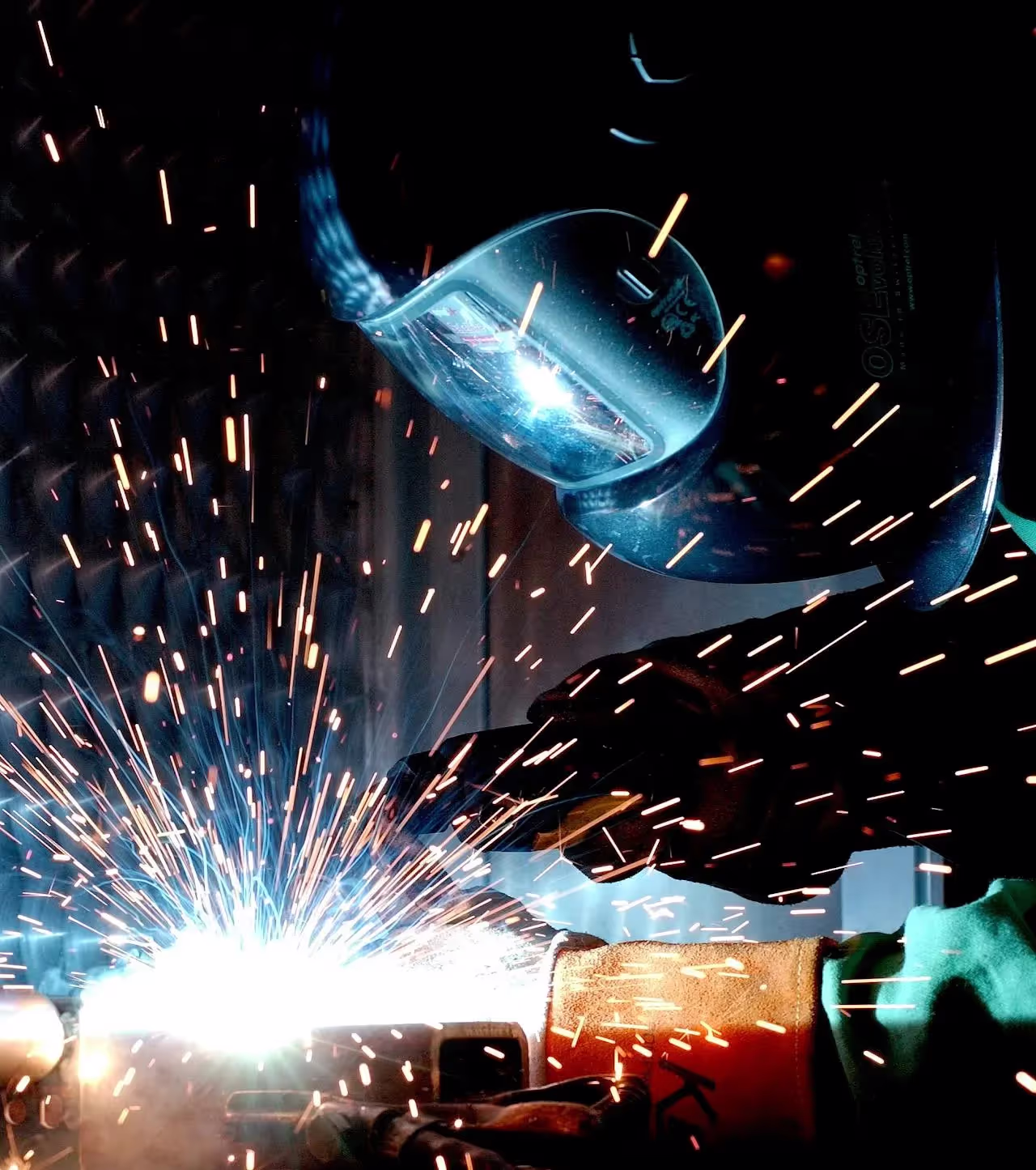 Close-up of blow torch sparks.