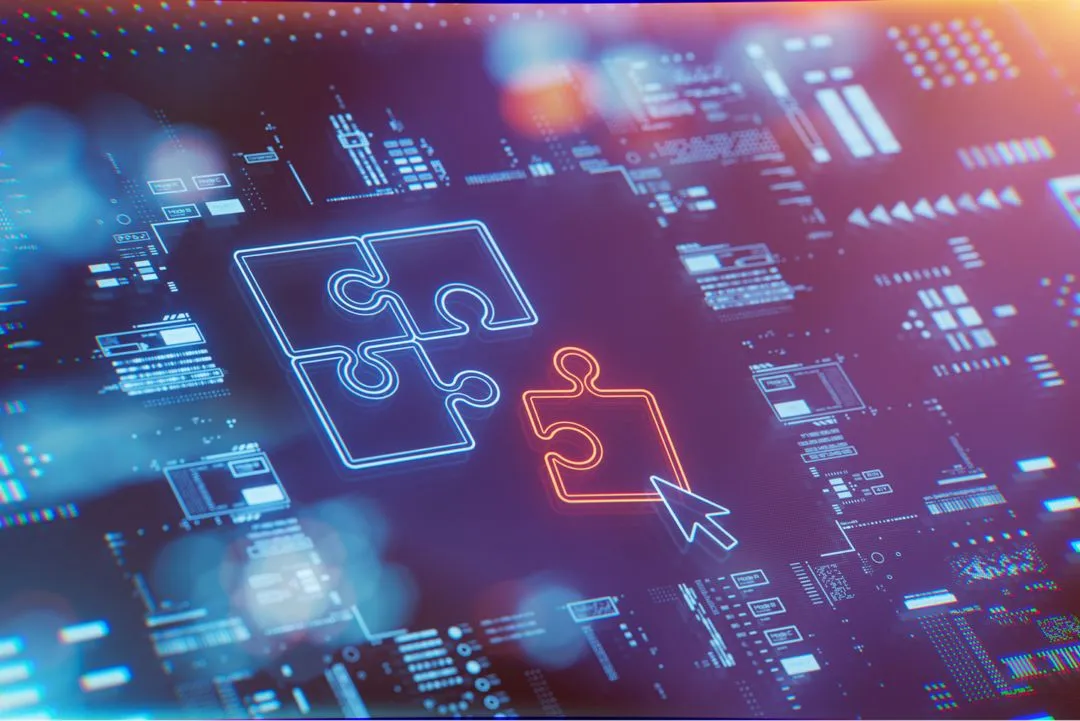 Digital circuit board with fancy icons.