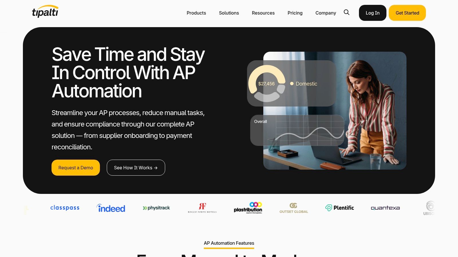 Tipalti's automated invoice processing software dashboard