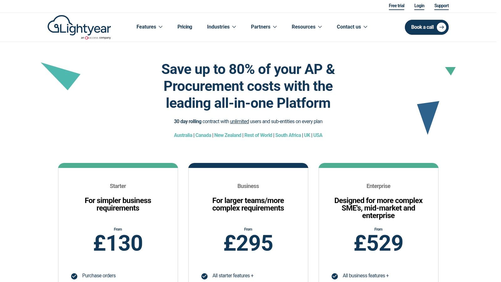 Lightyear's automated invoice processing software pricing plans