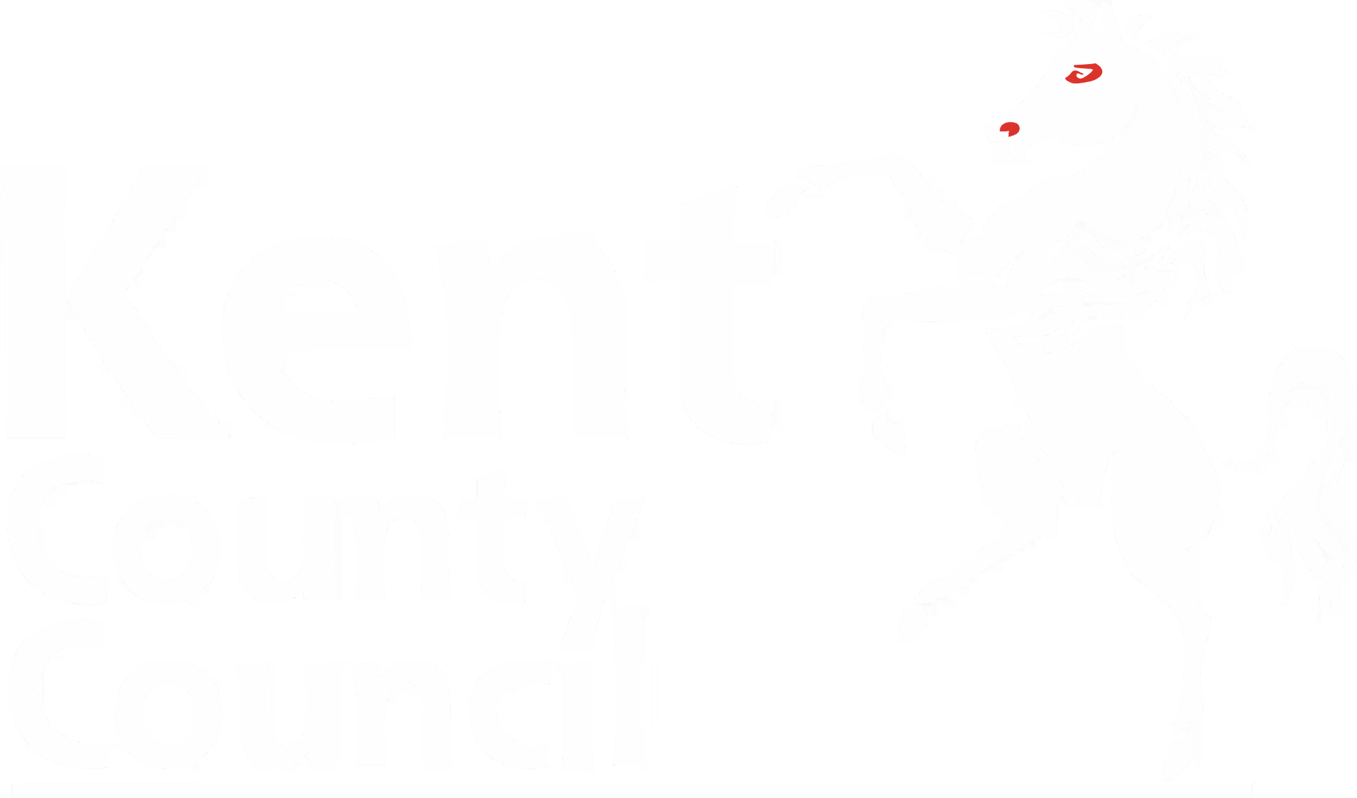 Kent County Council logo featuring the text and a white horse rearing with red eyes and nose.