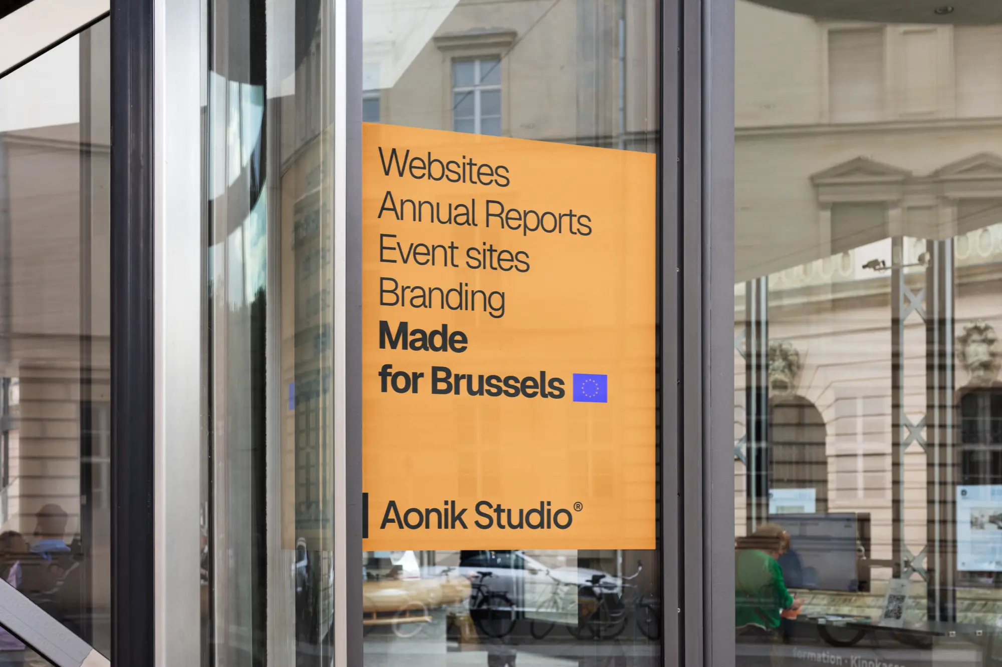 Poster on a glass wall