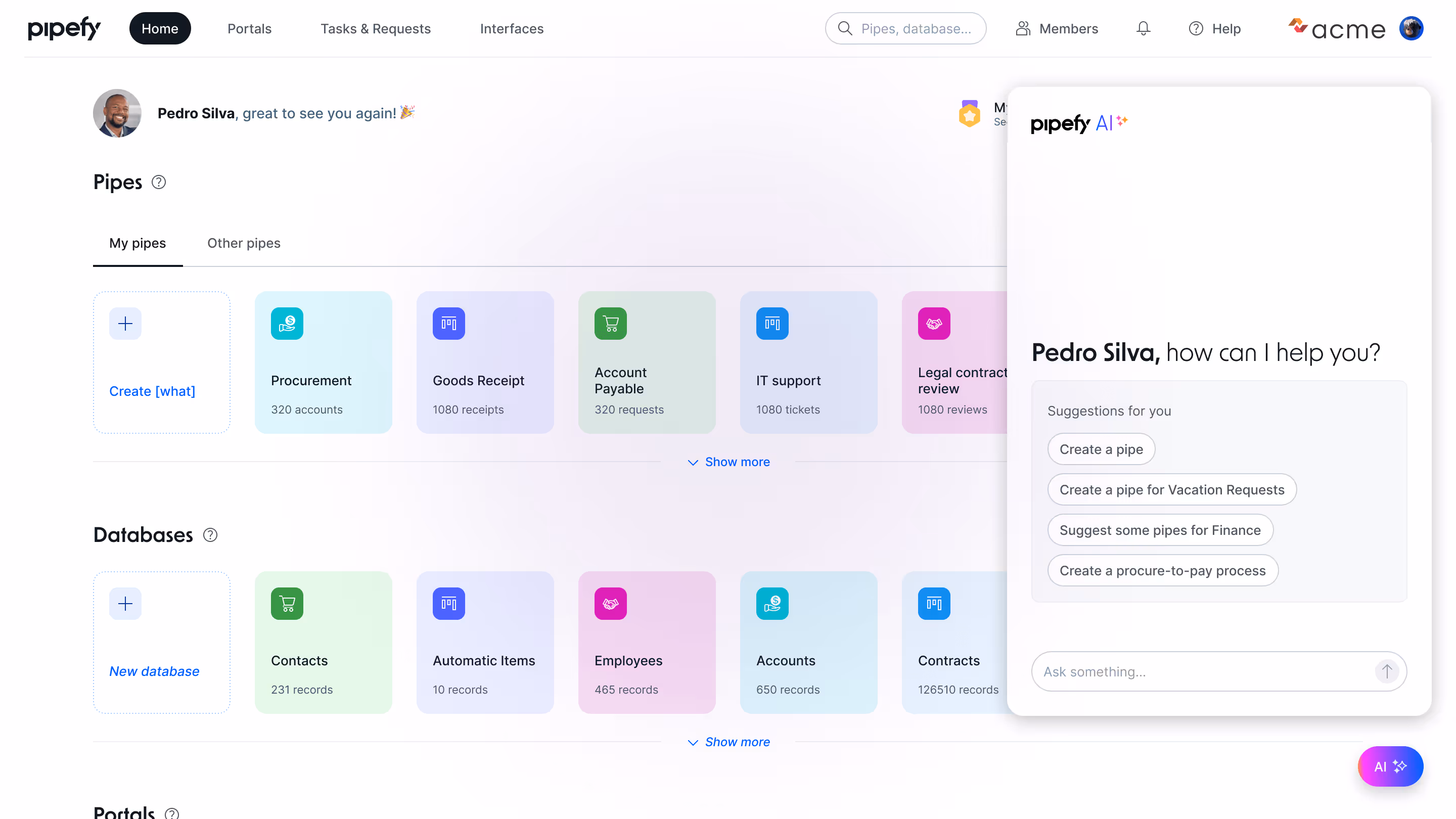 Imagem da homepage do Pipefy.
