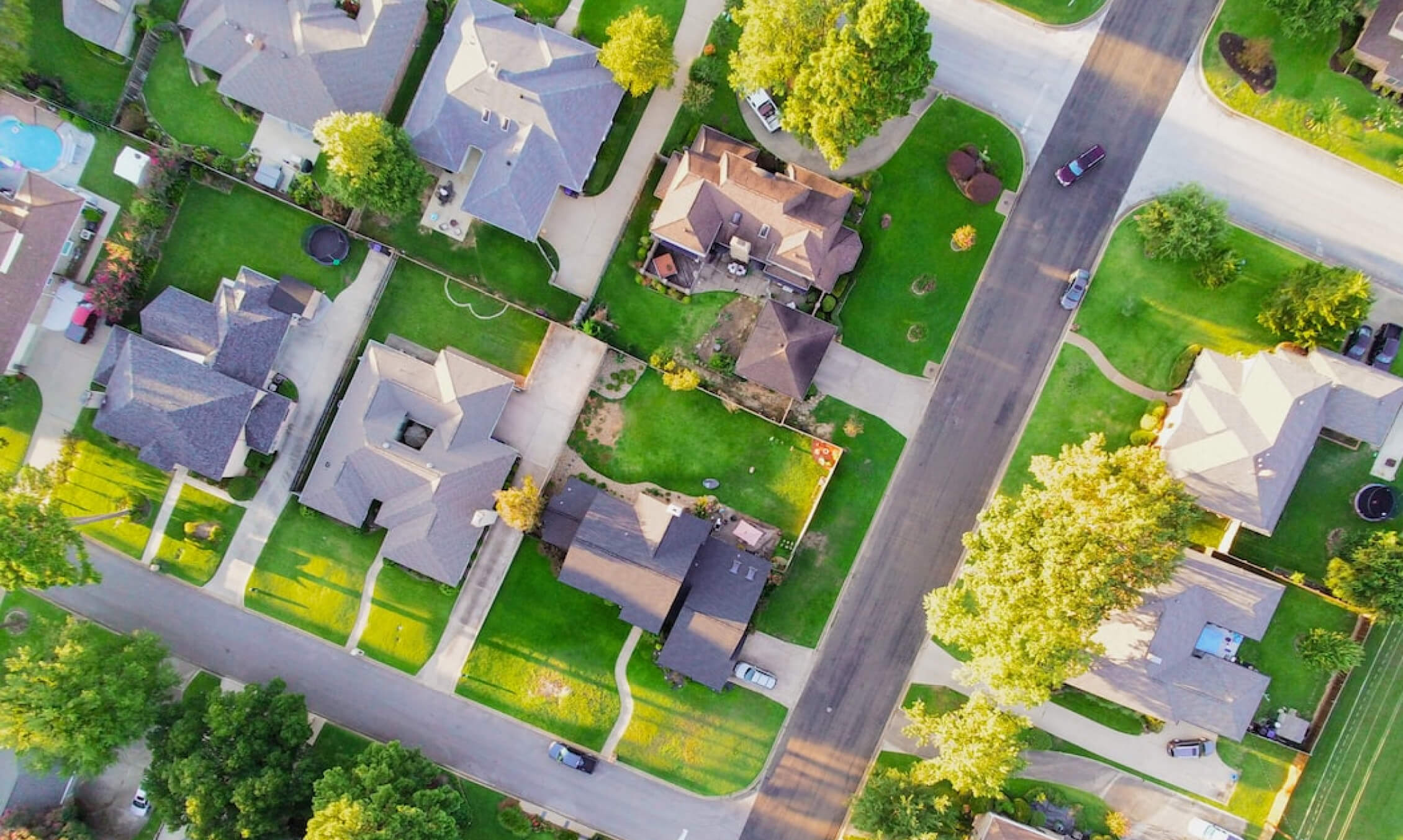 a neighborhood shown from above