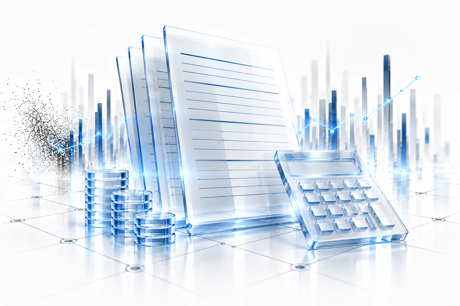 Layered glass ledger sculpture, representing tax and accounting content