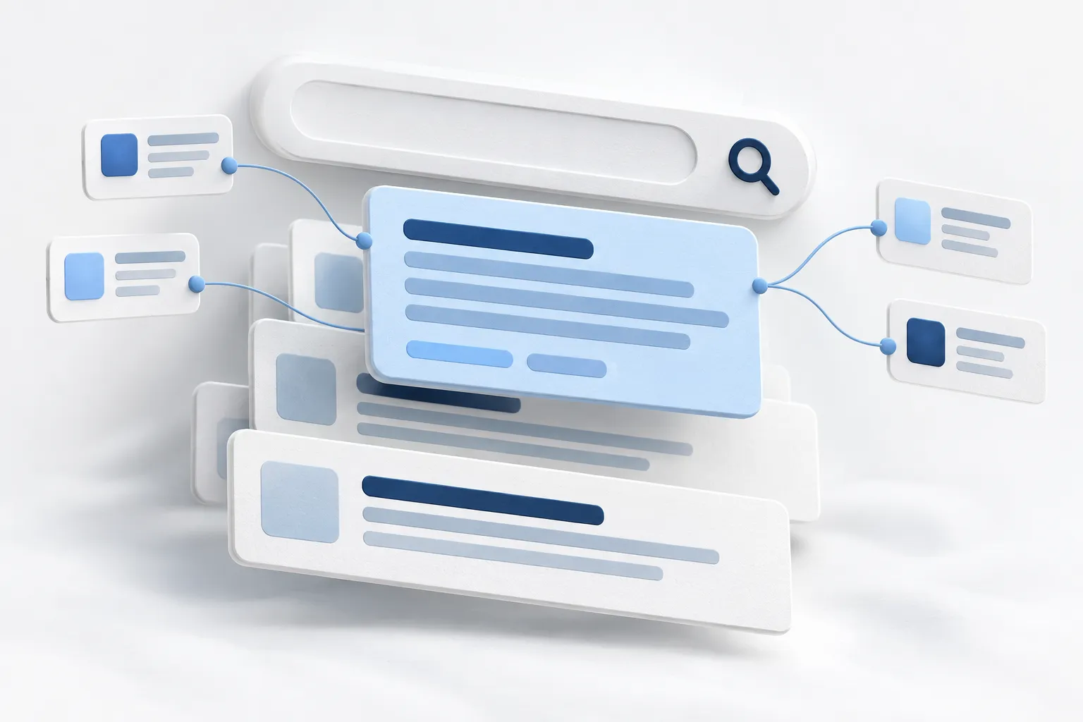 Sculpted glass search results and AI answers, representing SEO and answer engine optimization