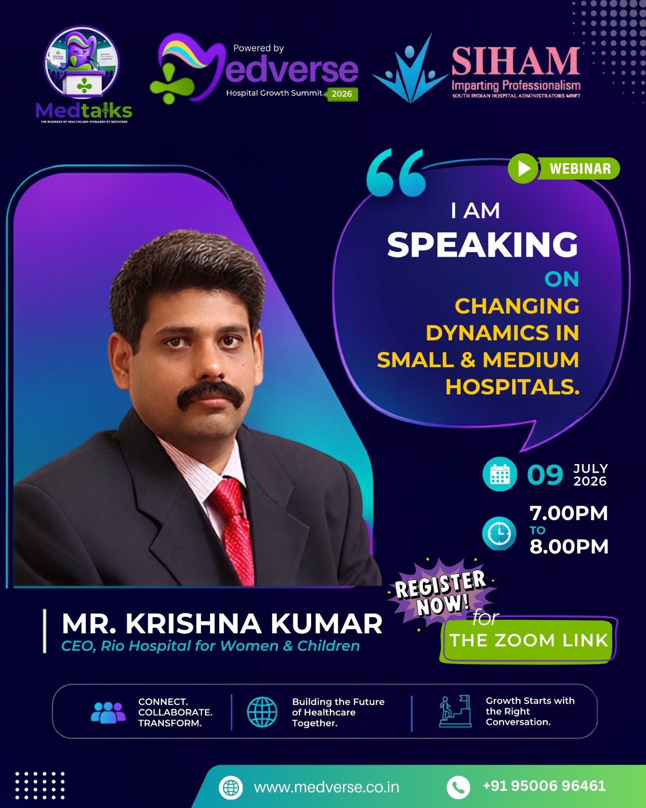 MedTalks webinar poster — 9 July 2026