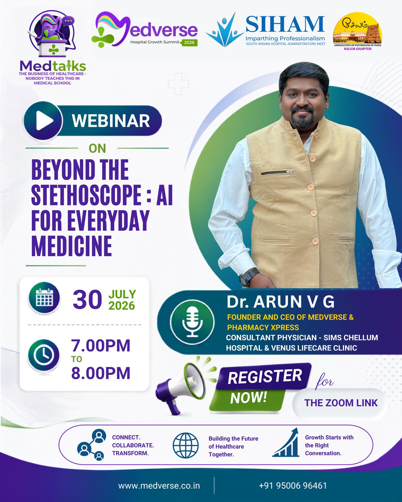 MedTalks webinar poster — 30 July 2026