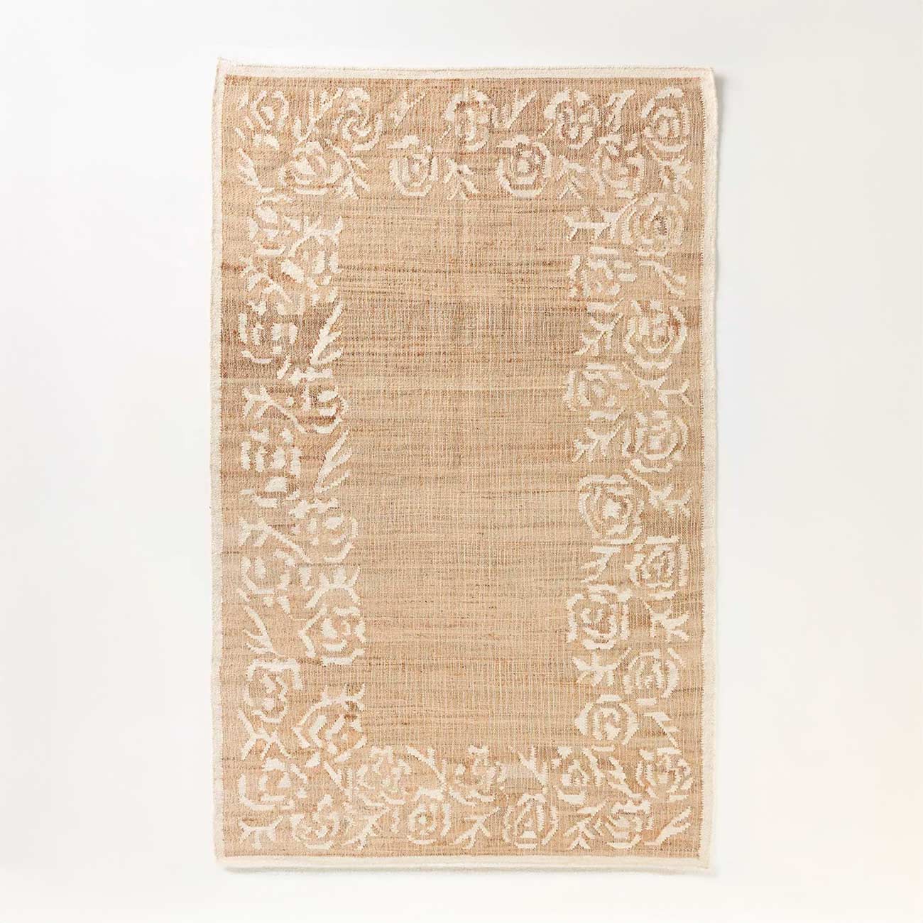 Jute Flatwoven Floral Border Rug