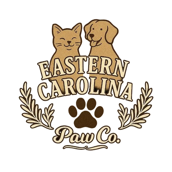 Eastern Carolina Paw Co. logo featuring a friendly and professional pet sitting brand based in Greenville, NC