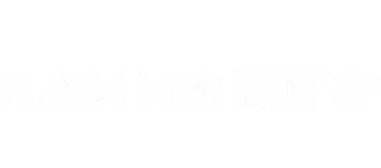 Hammond's brand name in bold white uppercase letters on a black background.