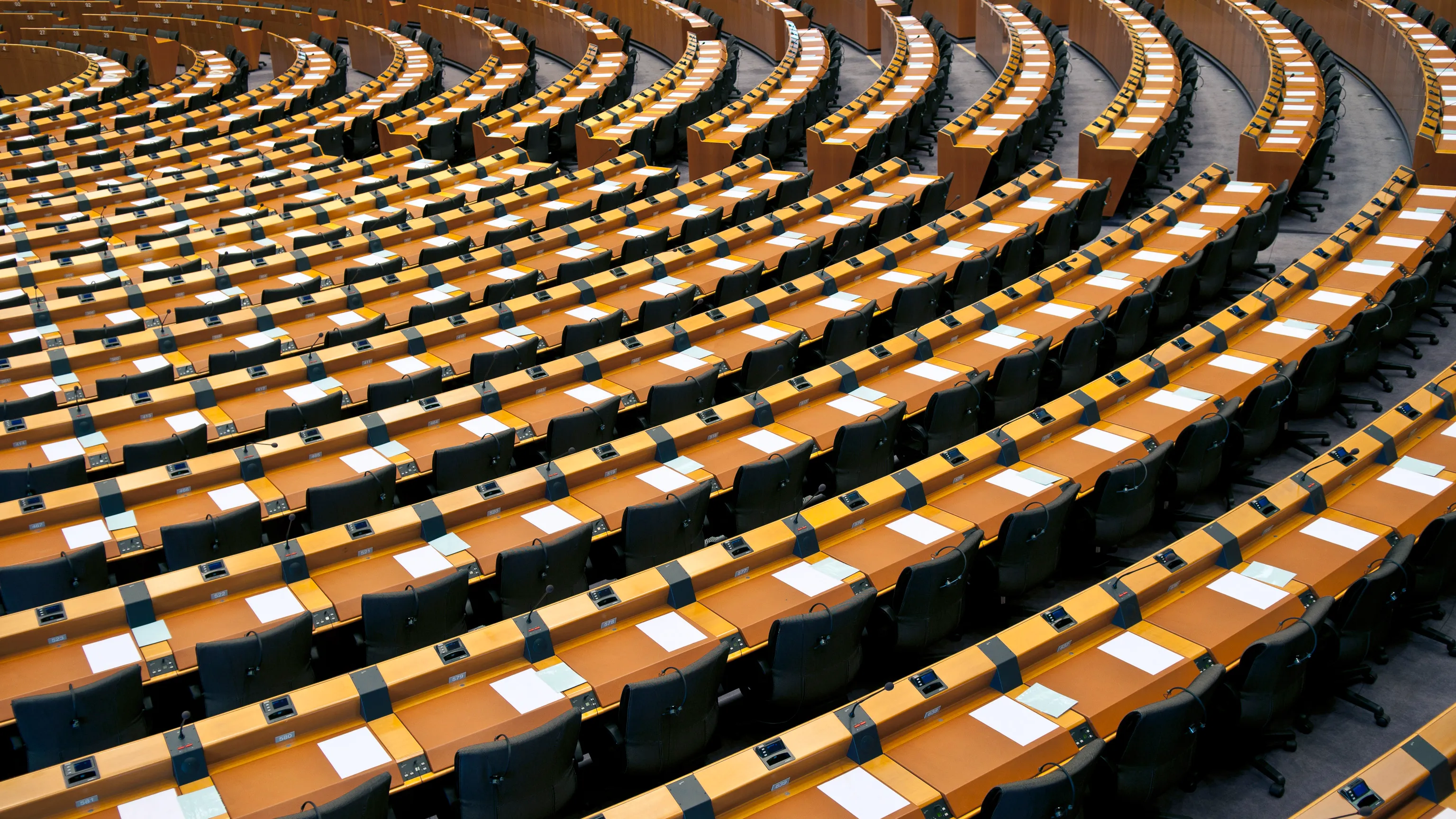 Empty tiered conference hall seating