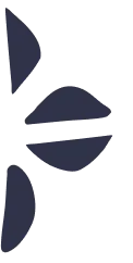 Abstract dark blue shapes arranged vertically: a half-circle with pointed tip on top, a rounded triangular shape in the middle, a thin horizontal elongated shape below it, and a mirrored half-circle at the bottom.