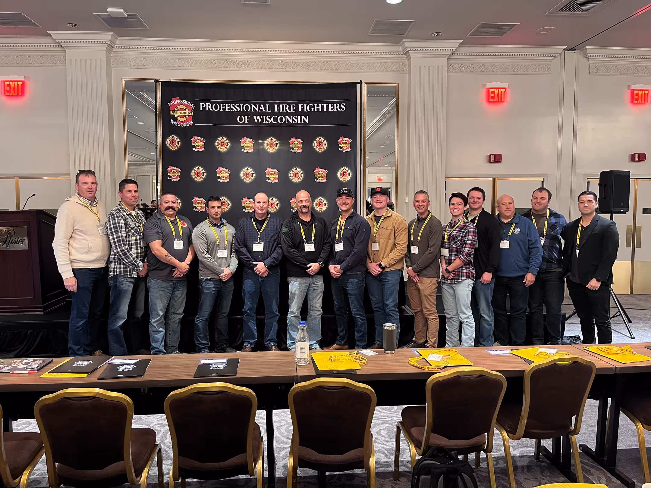 Waukesha fire fighters meeting group photo