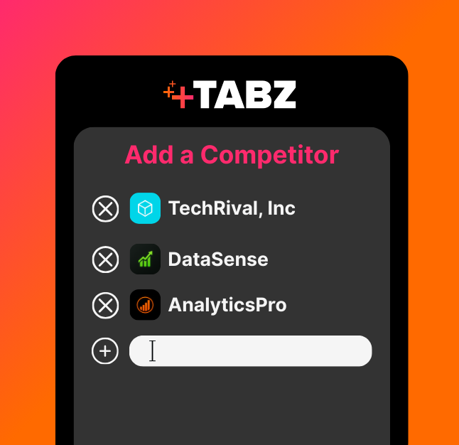 Adding a competitor in Tabz