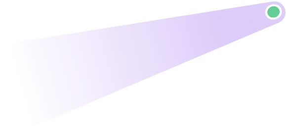 Green circle marker at the right with a purple cone-shaped shadow extending to the left.