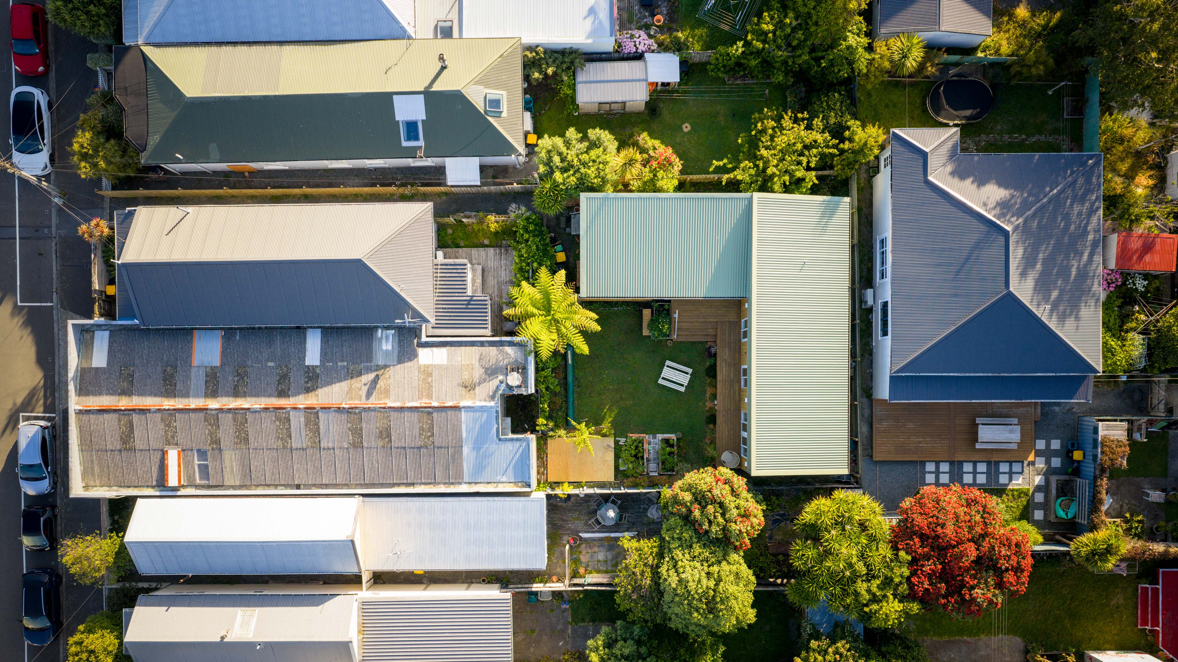 L shaped plan aerial shot