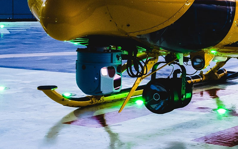 A close up view of the Night Vision Goggles (NVG) technology used on an RAC Rescue Helicopter