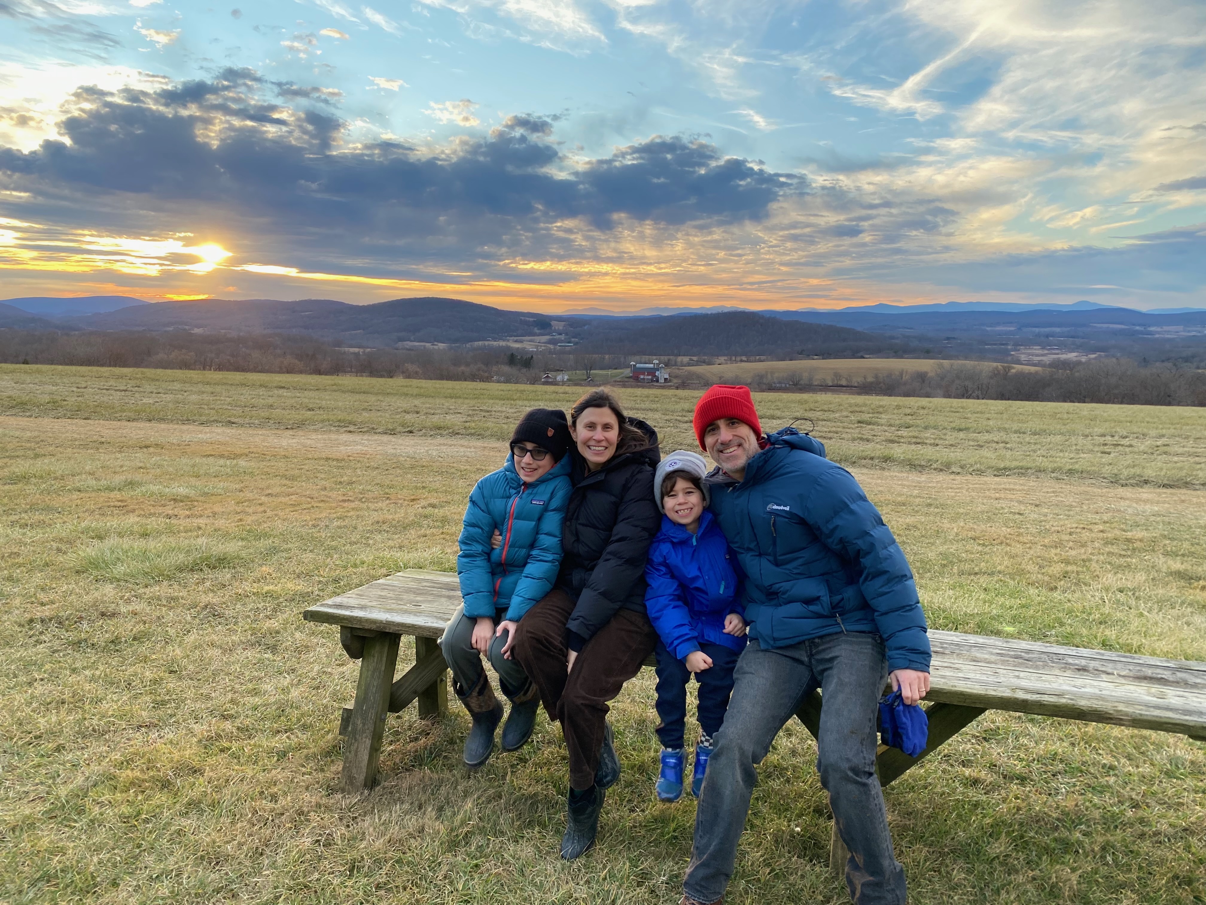 Drew and his family share a quiet moment together before sunset.