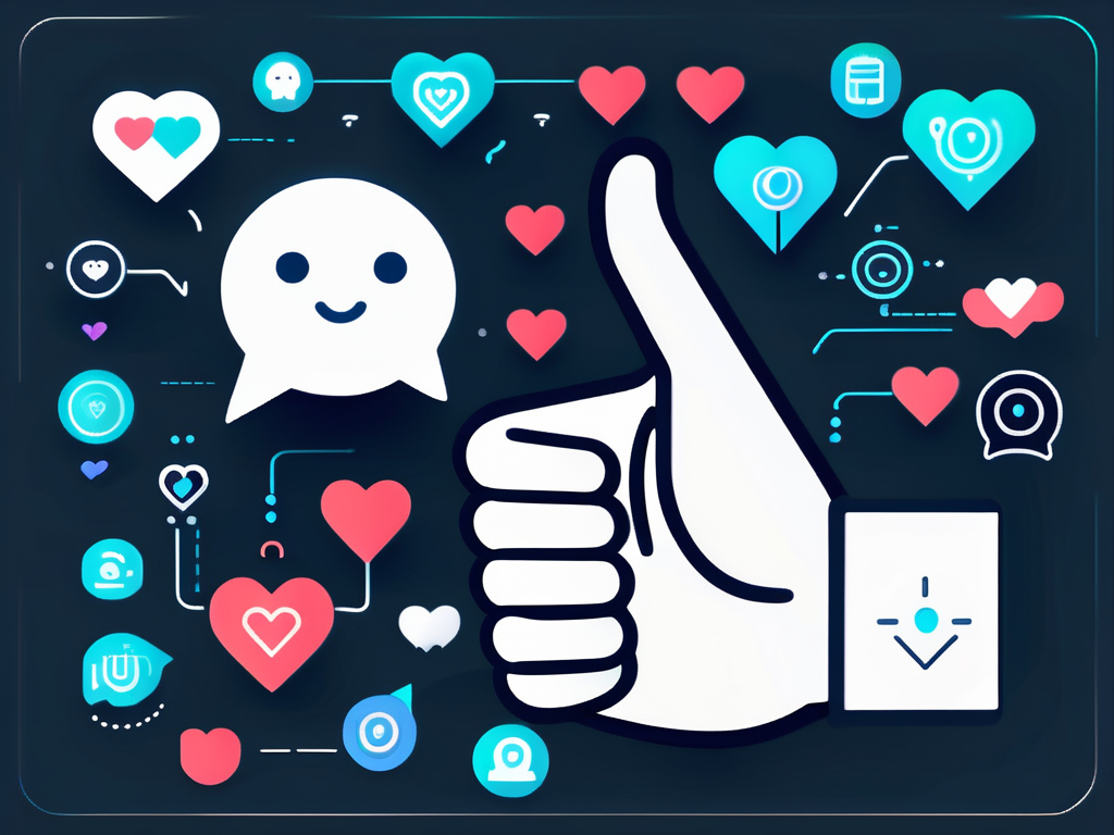 Illustration of a hand giving a thumbs up surrounded by social media icons.