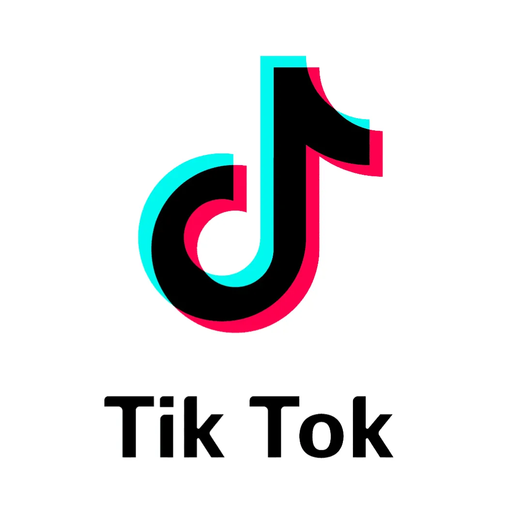 The TikTok logo, featuring a stylized music note icon in black with blue and red outlines, and the text 'Tik Tok' below it.