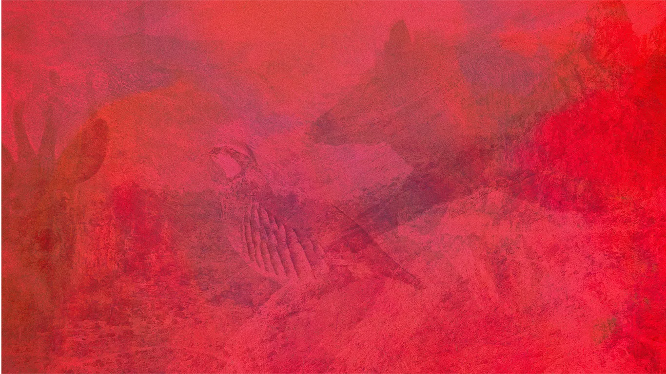 A red textured background of wild animals photographed on assignment with the Ambulo temporary firearm permit team
