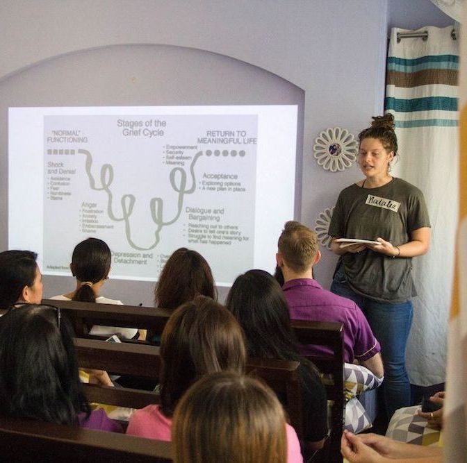 YWAM Perth Foundations for Counselling Ministry student teaching on emotional health and the stages of grief.