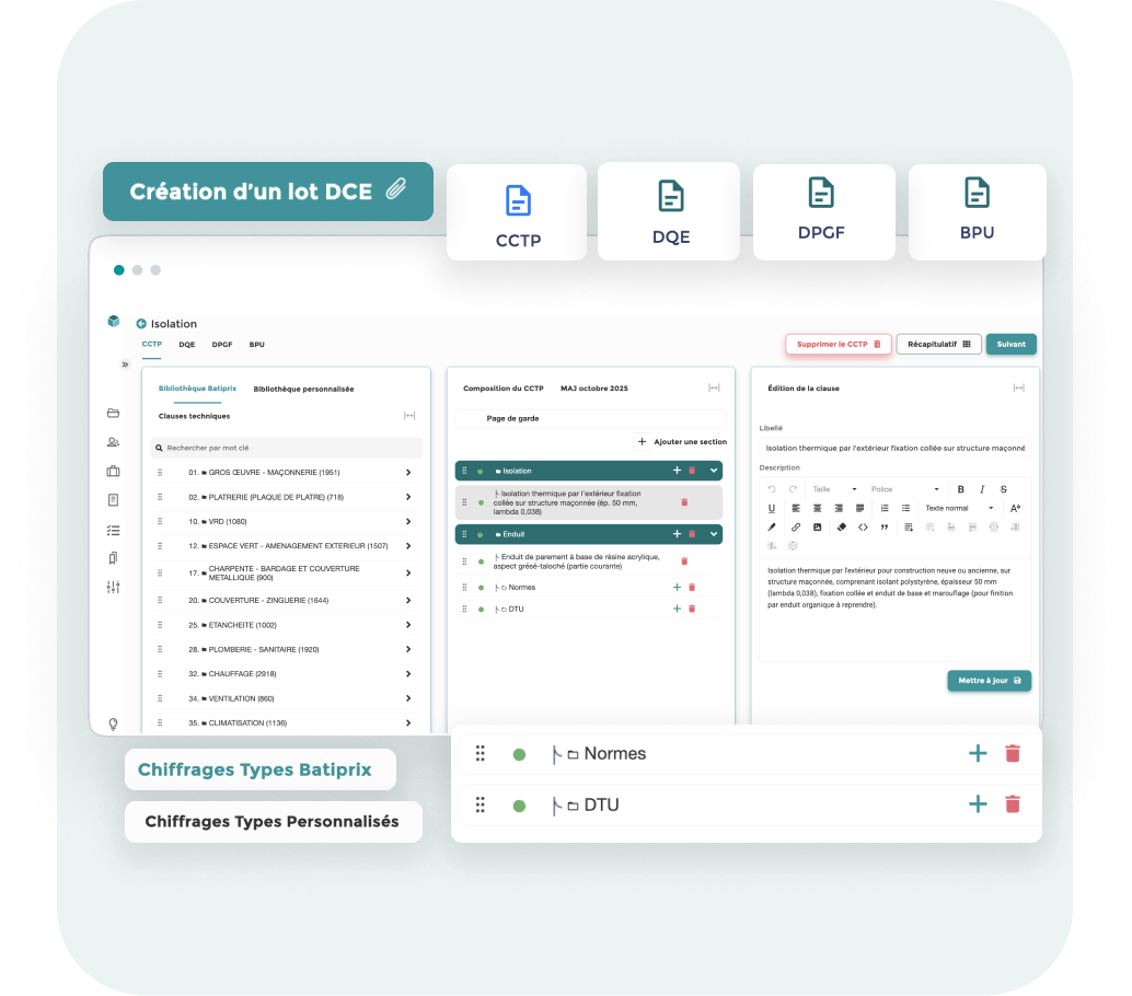 Standardisation et génération rapide des pièces marché