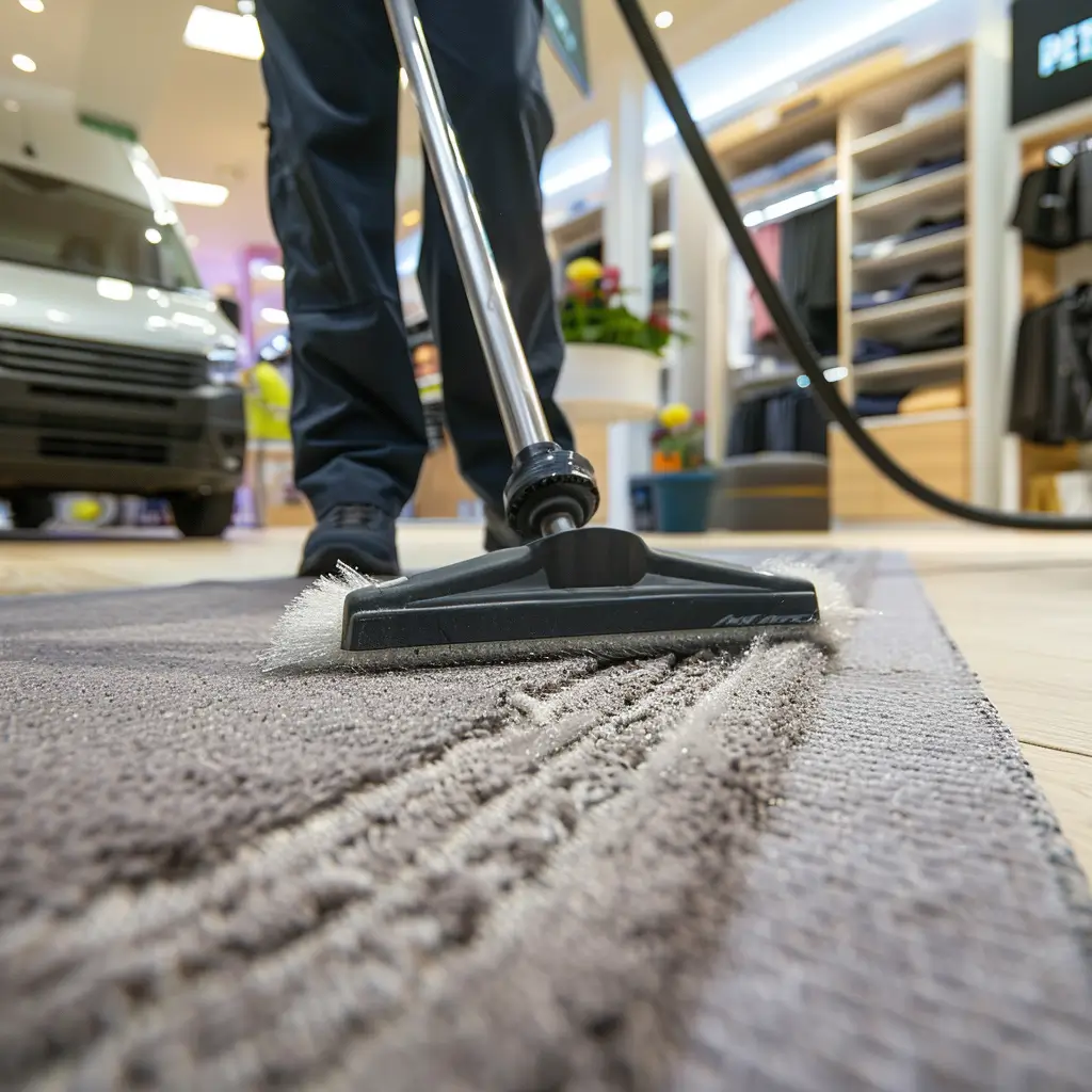 Clean commercial office carpet ready for staff before opening hours
