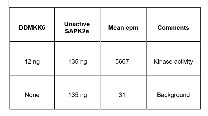 Activity data for p38α/SAPK2a, unactive human recombinant kinase protein
