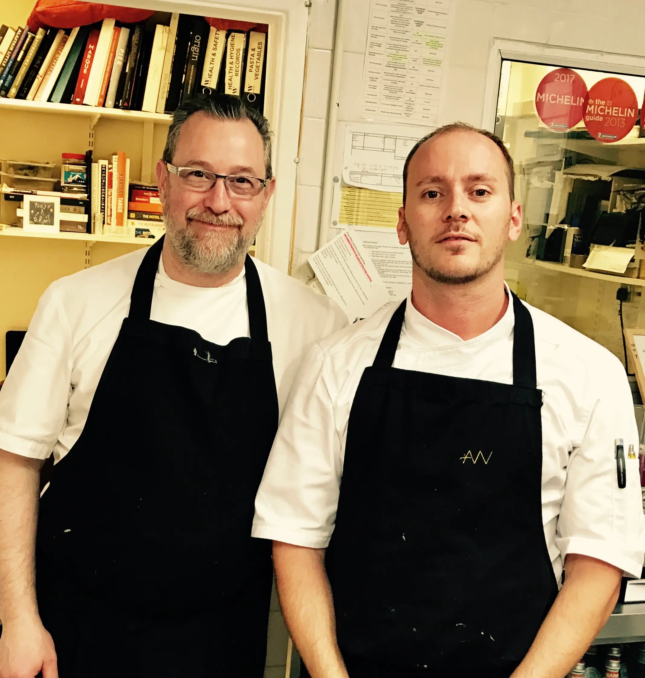 Montclair Chef founder Chris Demaillet with renowned Michelin-starred chef Alyn William's during his time working in London.