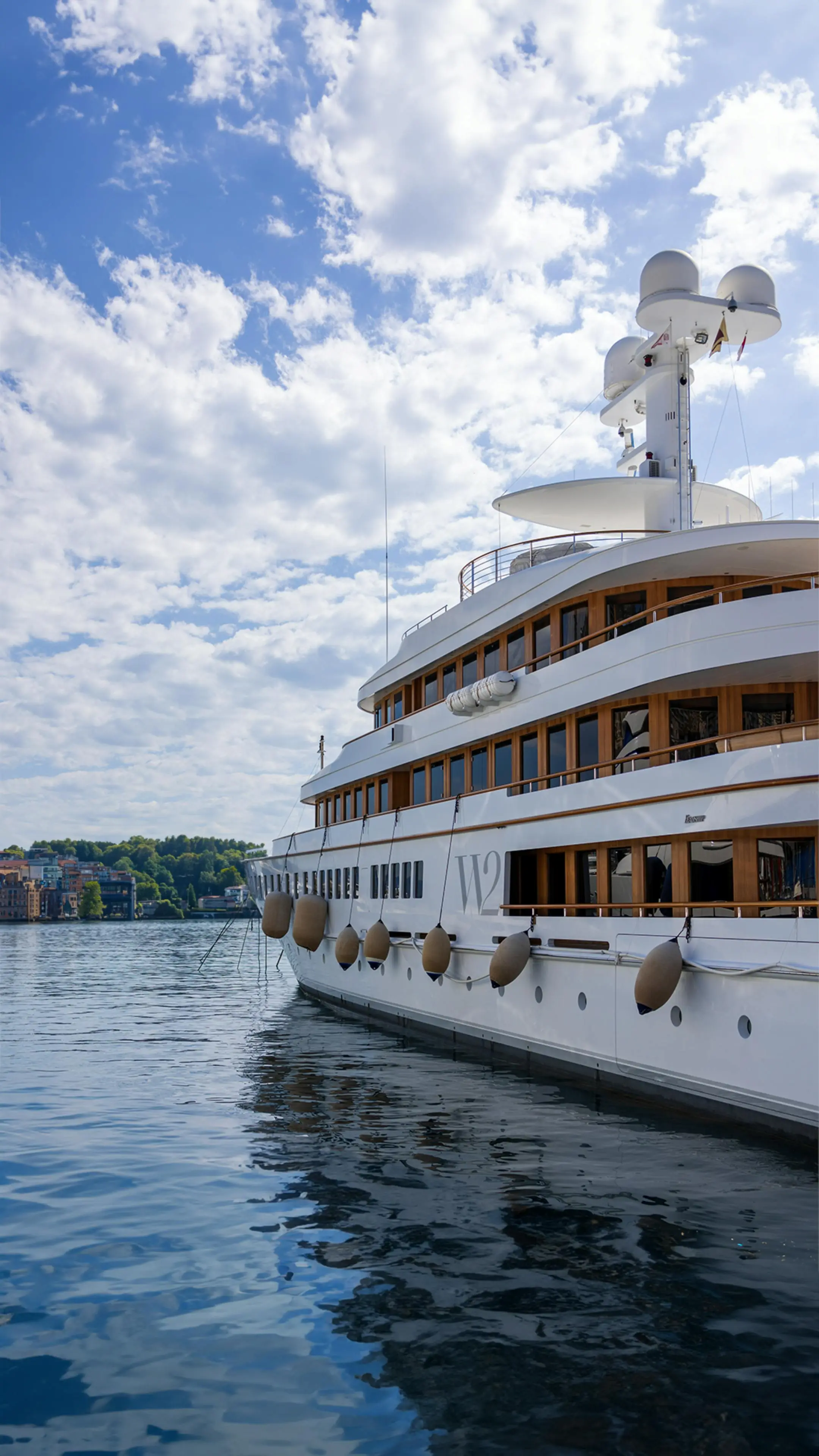 Luxury superyacht docked in calm waters, representing Montclair Chef's premium yacht chef placement service for private and charter vessels