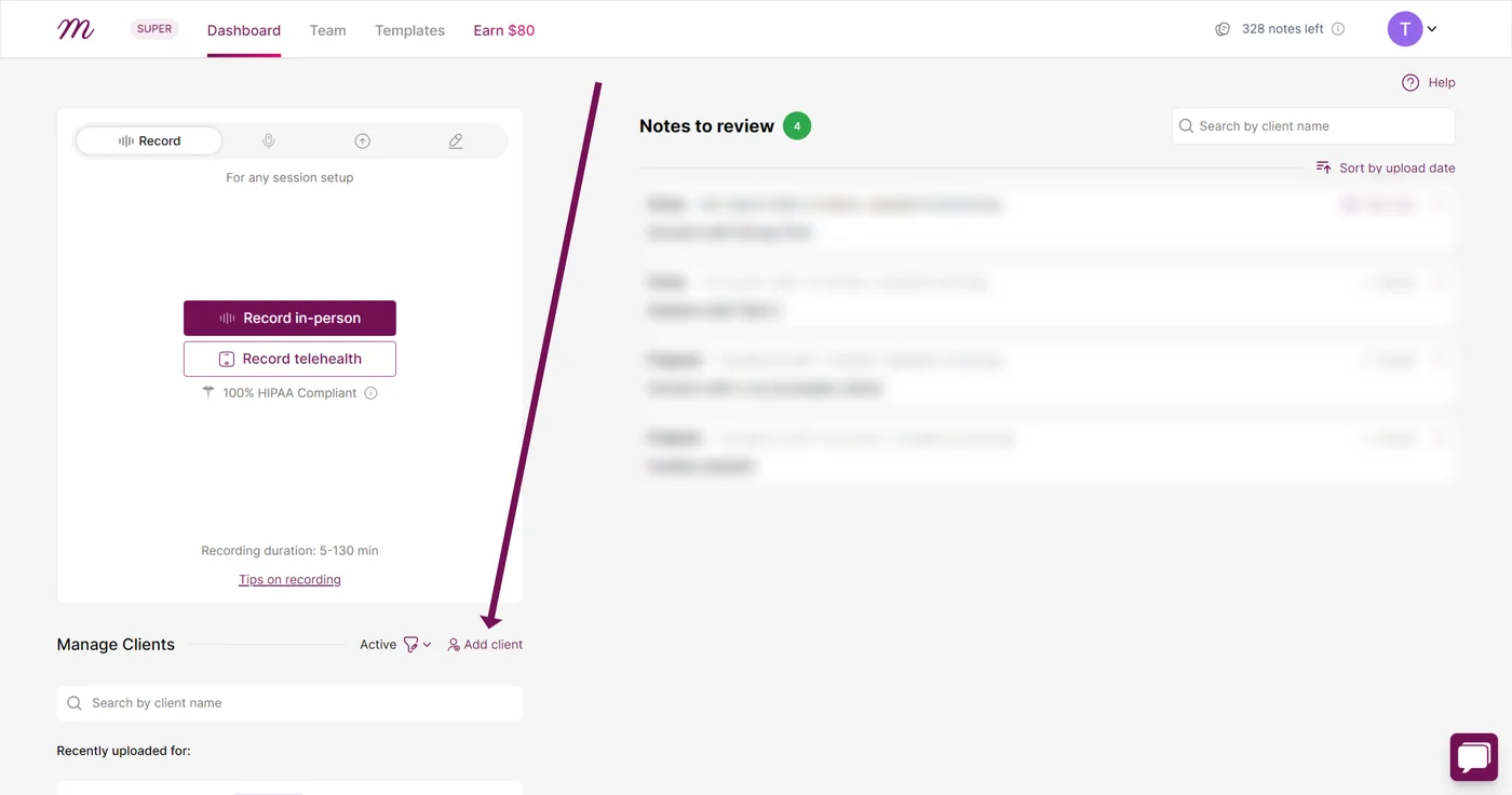 Screenshot: Navigate to the 'Add Client' section on your dashboard