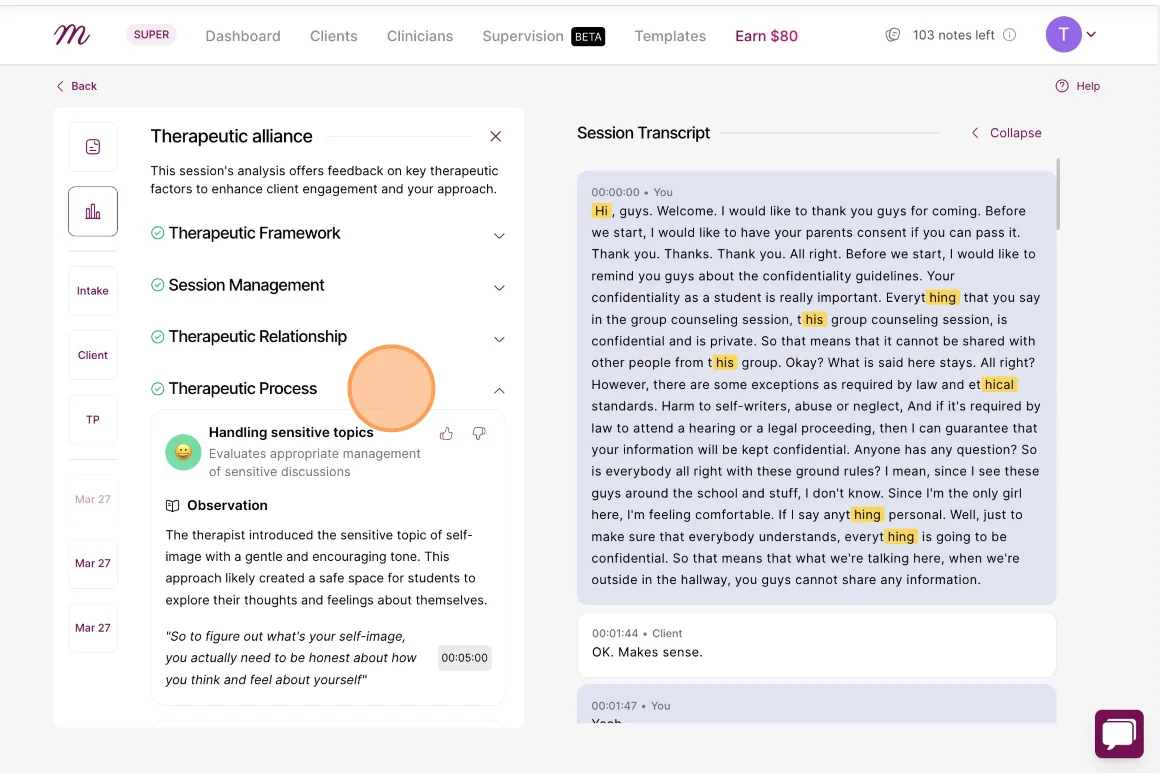 Screenshot: The level of collaborative progress achieved during the session