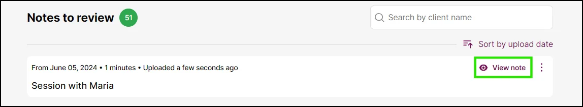 Screenshot: Step 6: Finally, click on 'View note' to display the generated note