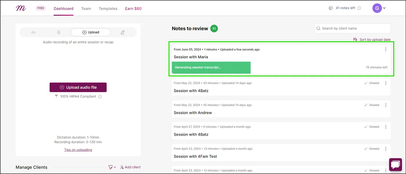 Screenshot: Step 5: Give it a few minutes to generate the note