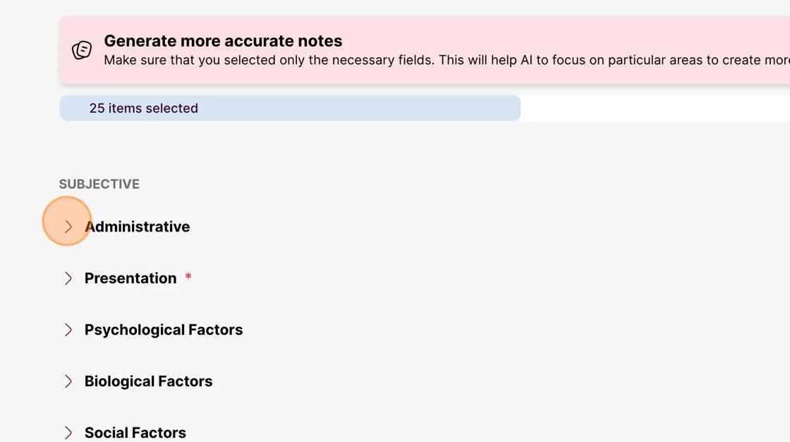 Screenshot: Step 3: Configure Select which sections to include or exclude based on the user's requirements