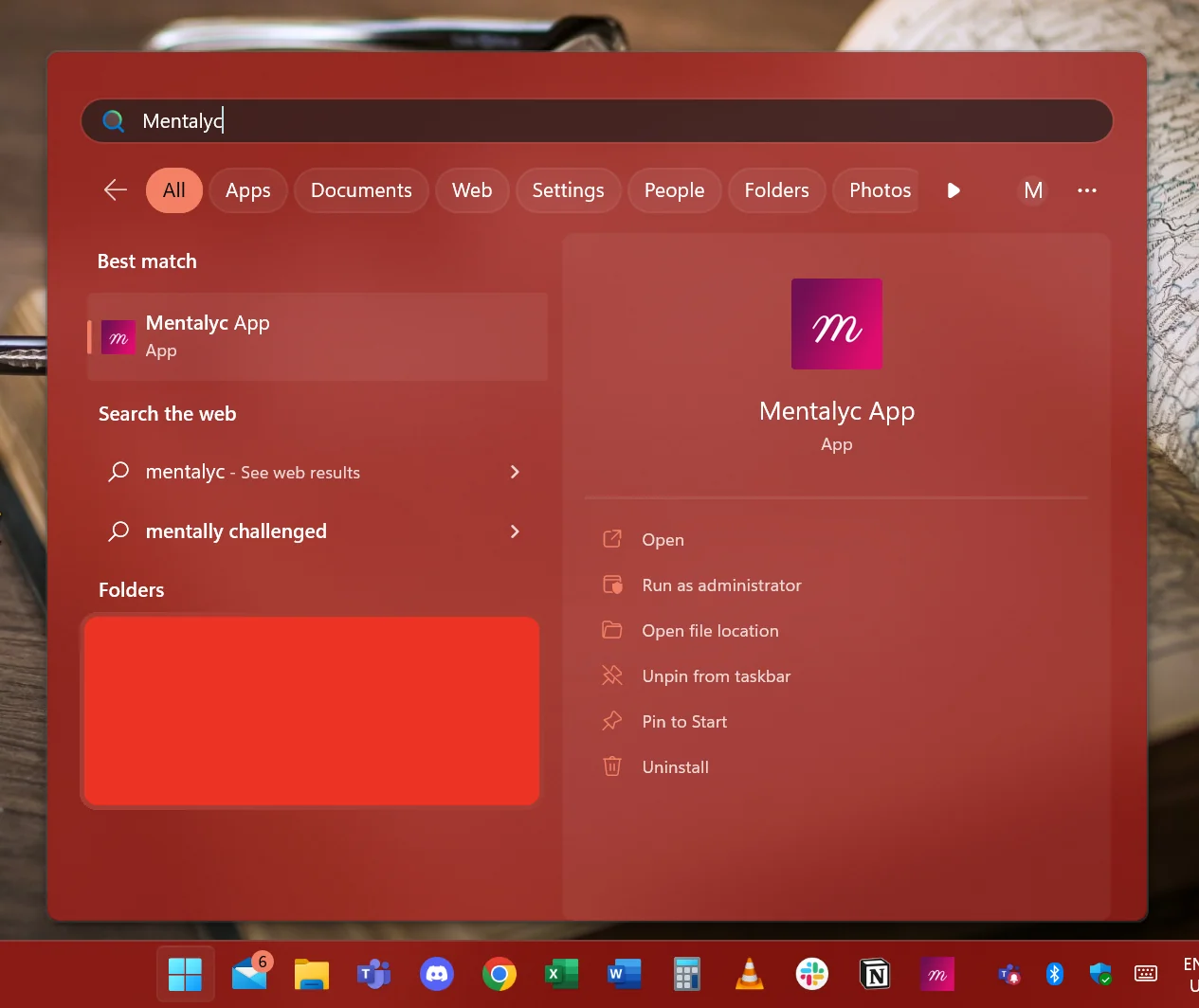 Screenshot: Step 7: You can also see the new icon for Mentalyc on your desktop or when you search for it on your PC