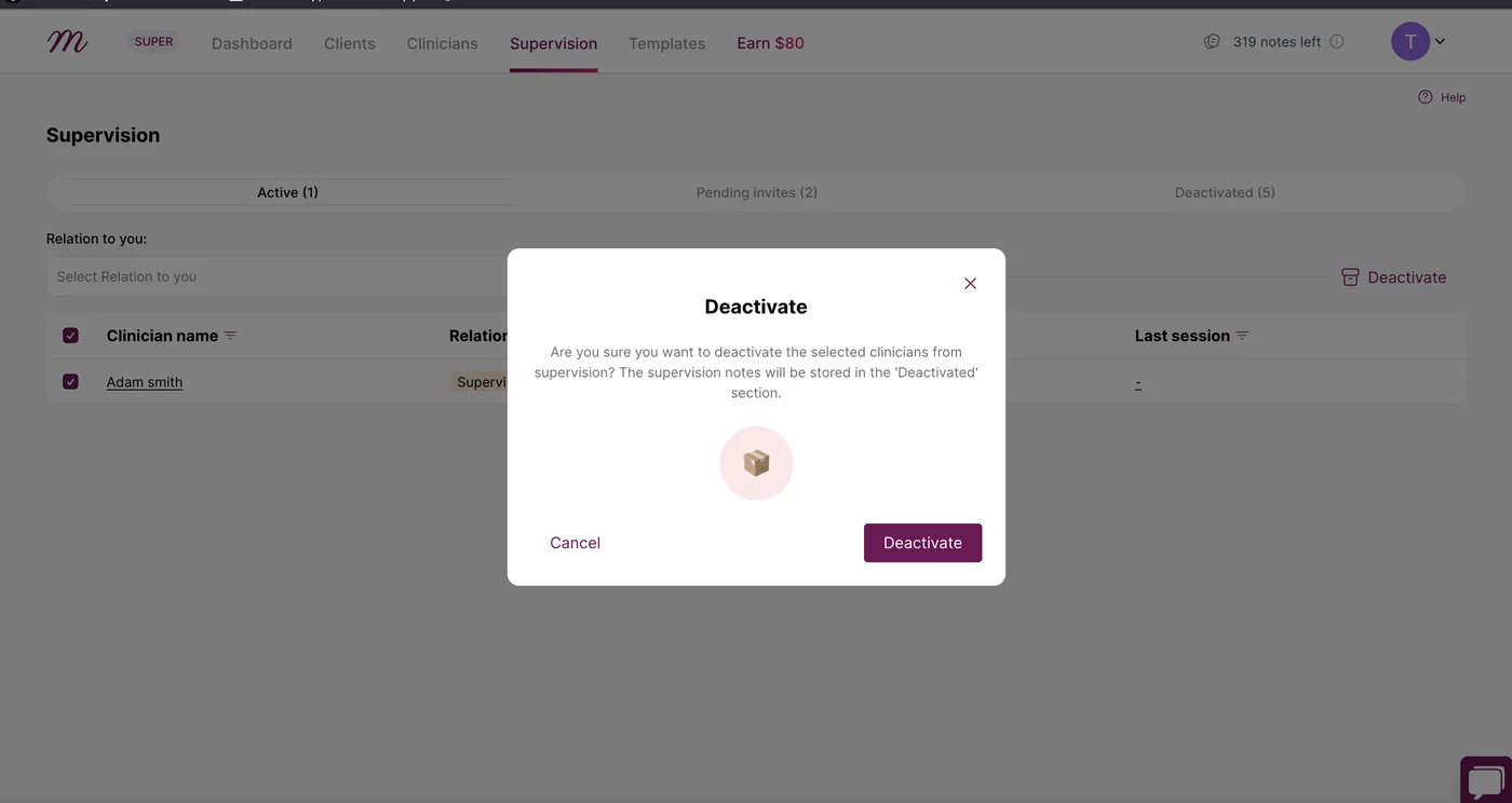 Screenshot: This pop up will appear. Then, click on 'Deactivate'
