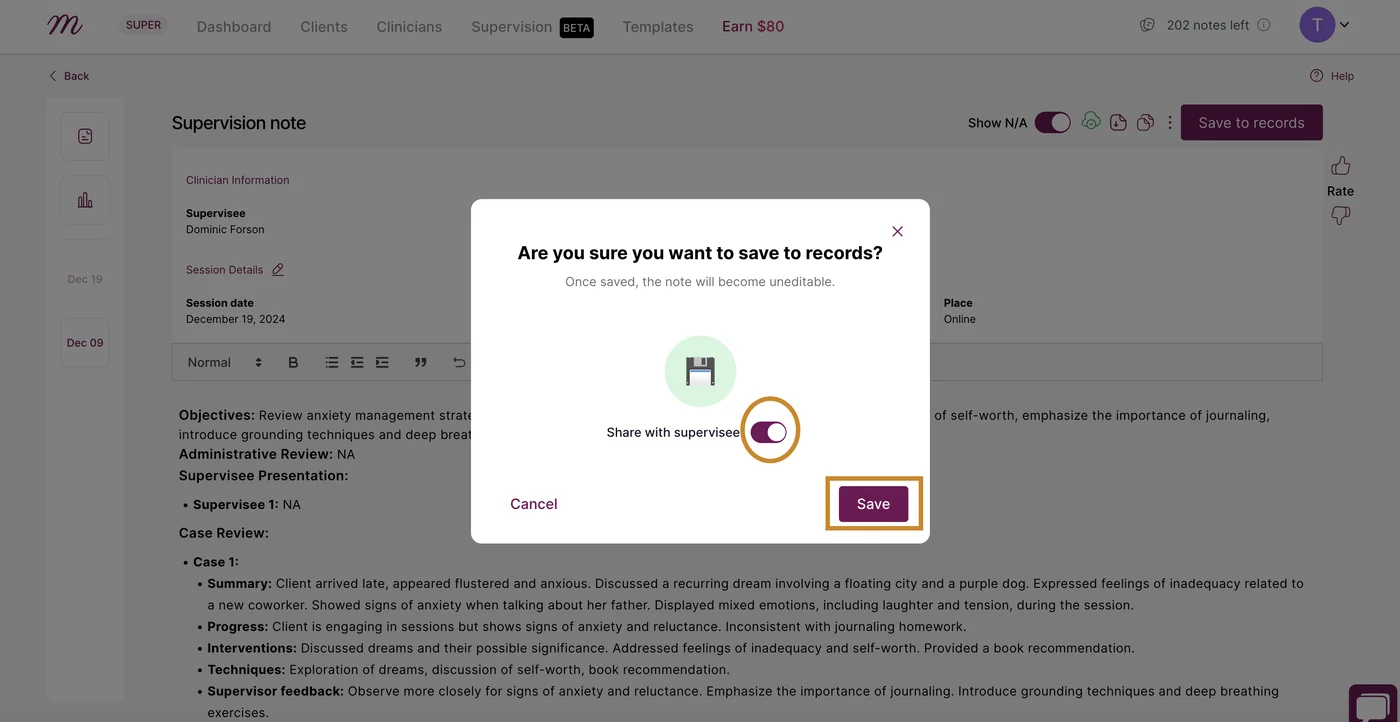 Screenshot: After that, you click on 'Save' to save the note
